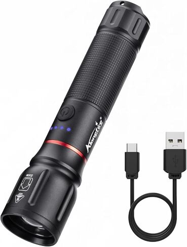 ALONEFIRE X107 10W Rechargeable LED Flashlight, USB-C 5-Mode Zoomable Torch in Saudi Arabia