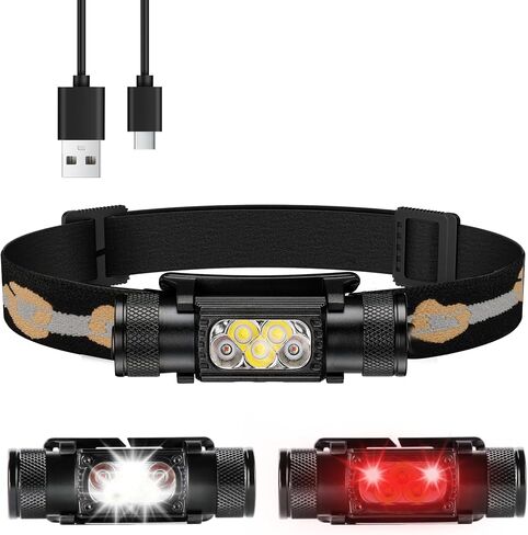 sofirn Headlamp 1127LM with Red Light 106LM and 13 Lighting Modes, SOS and Beacon, USB-C(Hidden), IPX6 waterproof, Memory mode, Charging indicator light, for Dog Walking, Repairs, Camping, and Fishing in Saudi Arabia