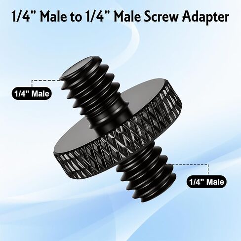 4 Pack 1/4" Male to 1/4" Male Threaded Tripod Screw, Double Head Standard Mounting Threaded Adapter Converter for Camera Cage Light Stand Monopo Shoulder Rig Stud Mounting Accessories in Kuwait