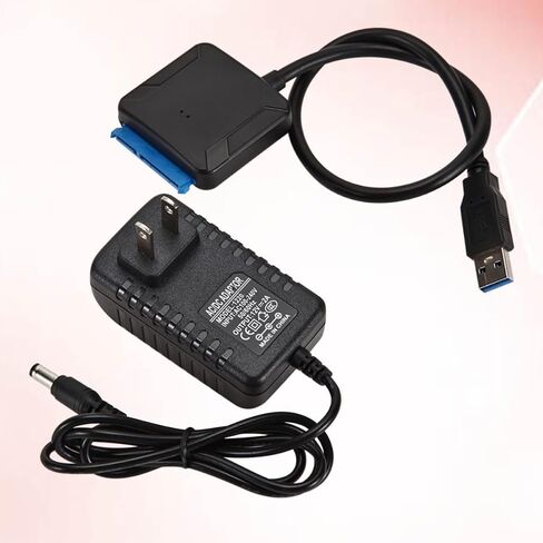 Homoyoyo USB 3.0 to Serial Ata Adapter Cable for 3.5 Inch Hard Drive, Plug and Play Hard Drive Data Cable with 12v 2a Power Supply, Lightweight and Easy to Carry for Laptop and External in Saudi Arabia
