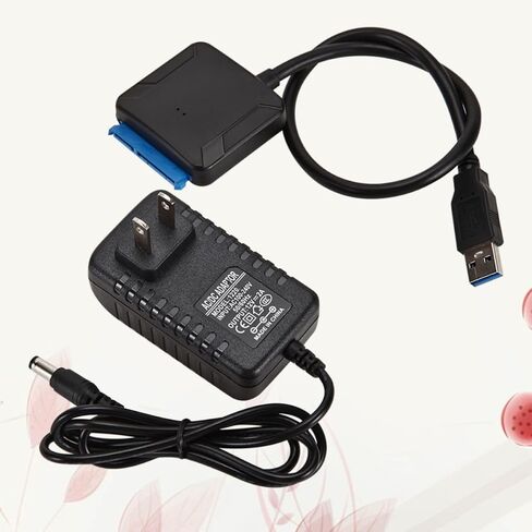 Homoyoyo USB 3.0 to Serial Ata Adapter Cable for 3.5 Inch Hard Drive, Plug and Play Hard Drive Data Cable with 12v 2a Power Supply, Lightweight and Easy to Carry for Laptop and External in Saudi Arabia