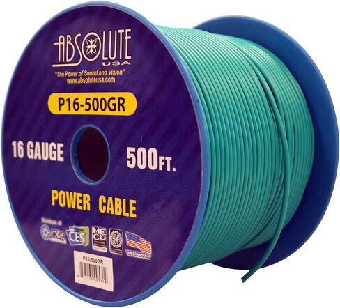 Absolute USA P16-500GR 16 Gauge 500-Feet Spool Primary Power Wire Cable (Green) in Saudi Arabia