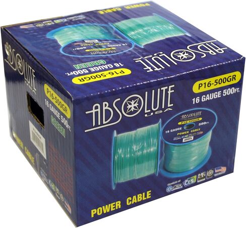 Absolute USA P16-500GR 16 Gauge 500-Feet Spool Primary Power Wire Cable (Green) in Saudi Arabia