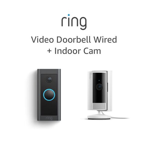 All-new Ring Indoor Cam, Black with Ring Video Doorbell Wired in Saudi Arabia