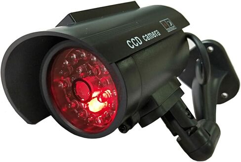 Dummy Fake Security Camera Solar Powered Simulated Bullet CCTV Surveillance with Realistic Red Flashing LED Light Indoor Outdoor 4PACK in Kuwait