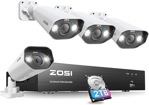ZOSI 4K PoE Security Camera System, 4X 5MP Metal Outdoor Cam, 2TB HDD in Saudi Arabia