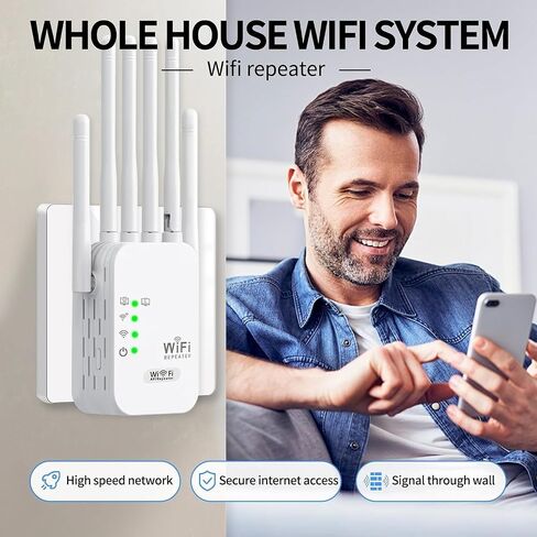 2026 WiFi Extender Booster,WiFi Repeater,Covers Up to 11000 Sq.ft and 50 Devices,Internet Booster - with 2 Ethernet Ports, Quick Setup, Home Wireless Signal Booster in Saudi Arabia