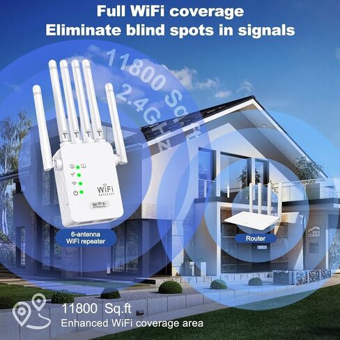 2026 WiFi Extender Booster,WiFi Repeater,Covers Up to 11000 Sq.ft and 50 Devices,Internet Booster - with 2 Ethernet Ports, Quick Setup, Home Wireless Signal Booster in Saudi Arabia
