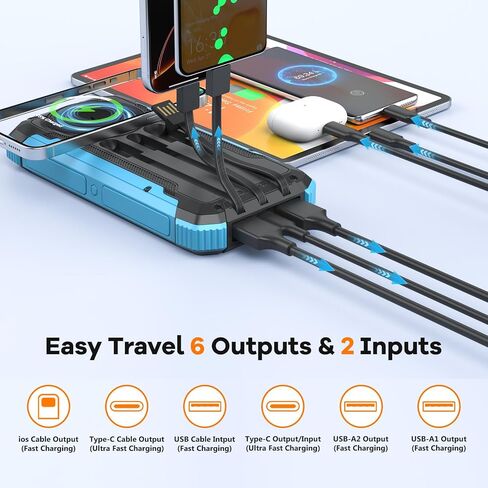 Solar Charger Power Bank 20000mAh, Portable Wireless Charger for iphone in Kuwait