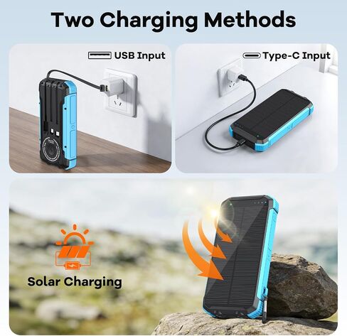 Solar Charger Power Bank 20000mAh, Portable Wireless Charger for iphone in Kuwait