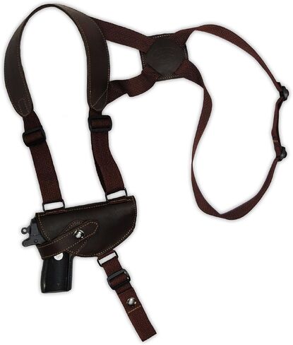 Barsony Brown Leather Cross Harness Shoulder Holster for Small 380 Ultra-Compact 9mm 40 45 Pistols in Saudi Arabia