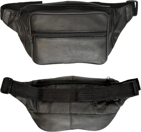 Wireless City Genuine Leather Fanny Pack for Men & Women, RFID Blocking Waist Bag with Bottle Holder, 6 Pocket Belt Bag Travel Crossbody Hip Pack Organizer (510050BK – Bottle Pro) in Saudi Arabia