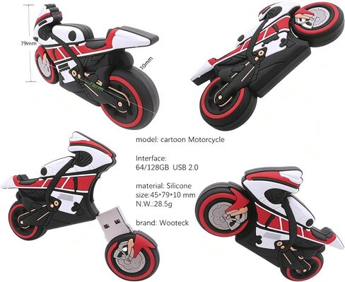 128GB Strong Cartoon Motorcycle USB Flash Drive Memory Stick Novelty Cute Pendrive in Kuwait