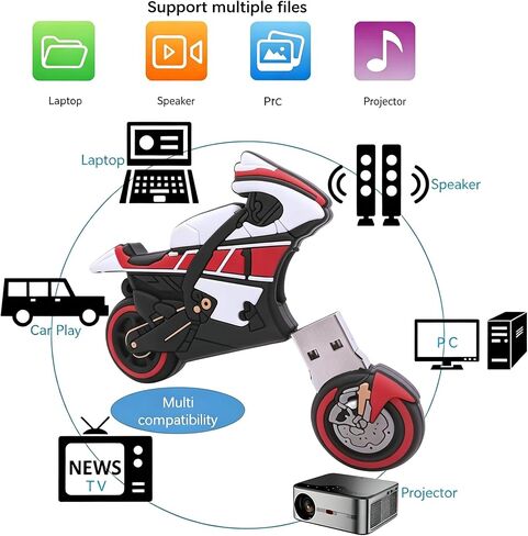 128GB Strong Cartoon Motorcycle USB Flash Drive Memory Stick Novelty Cute Pendrive in Kuwait