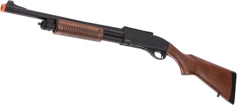 GoldenBall & Eagle M870 Three Round/Six Round-Shot Pump Action Gas Steel Airsoft Shotgun - Black & Wood in Kuwait