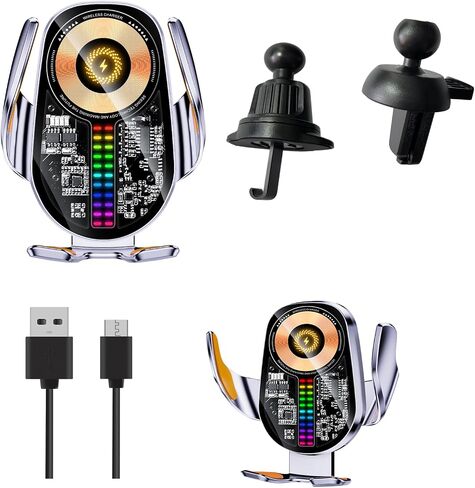 Wireless Car Charger,15W Car Phone Holder Mount，360°Rotation Vent Phone Mount for Car，Car Phone Holder Mount Wireless Charging Universal Compatibility with All Wireless Charging Smartphones (Black) in Saudi Arabia