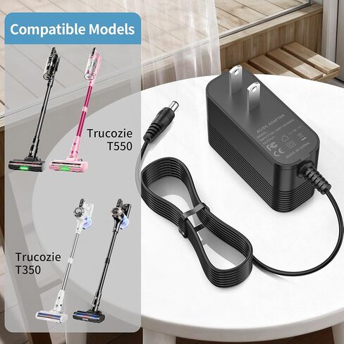 Charger for Trucozie Cordless Vacuum Cleaner T350 | Replacement Power Adapter Compatible with Trucozie T350 & T550 Stick Vacuum Cleaners in Saudi Arabia