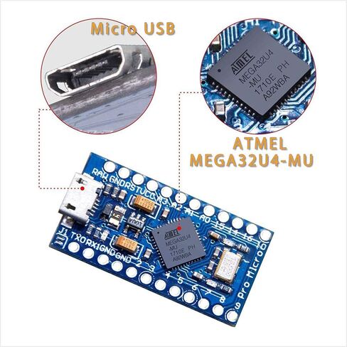 diymore Pro Micro Microcontroller 16MHz 5V with 2-Row Pins Header Module Board ATmega32U4 Module Board Micro USB Pro Micro Development Board Microcontroller in Kuwait