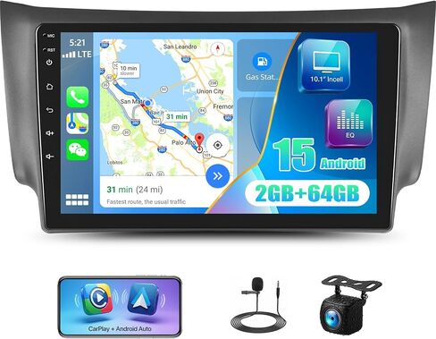 [8 Core/4G+64G] Android 15 for Nissan Sentra 2013-2017 Car Stereo Wireless Carplay & Android Auto, 10.1" 1280 * 720 IPS Touchscreen GPS,Bluetooth 5.0 32-EQ FM RDS 59 UI WiFi SWC+Backup Cam & Mic in Saudi Arabia