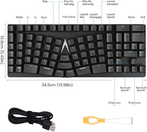 Maketheone M Ergonomic Mechanical Keyboard, X-Bows Butterfly Layout Mech Keebs, USB-C Wired 80% Ergo KB with Hotkeys and White Backlit for Desktop Computer PC (Lite, Gateron Brown Switches) in Saudi Arabia