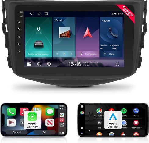 Car Radio Stereo for Toyota RAV4 2006-2012, CarPlay & Android Auto, 4+64GB in Kuwait