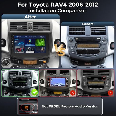 Car Radio Stereo for Toyota RAV4 2006-2012, CarPlay & Android Auto, 4+64GB in Kuwait