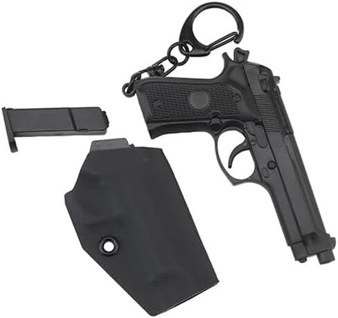 Lancer Tactical Tactical Pistol Keychain Detachable Mini M9 Keychain with Holster (Color: Black) in Saudi Arabia