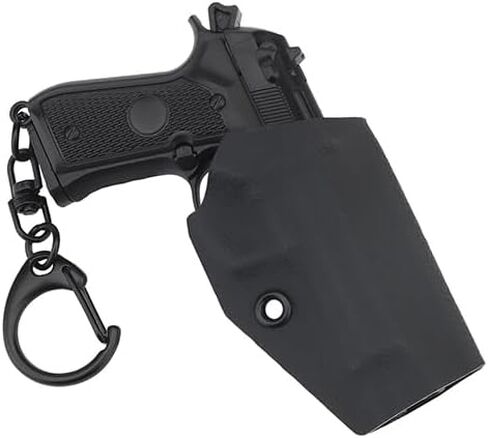 Lancer Tactical Tactical Pistol Keychain Detachable Mini M9 Keychain with Holster (Color: Black) in Saudi Arabia