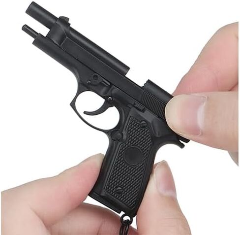 Lancer Tactical Tactical Pistol Keychain Detachable Mini M9 Keychain with Holster (Color: Black) in Saudi Arabia