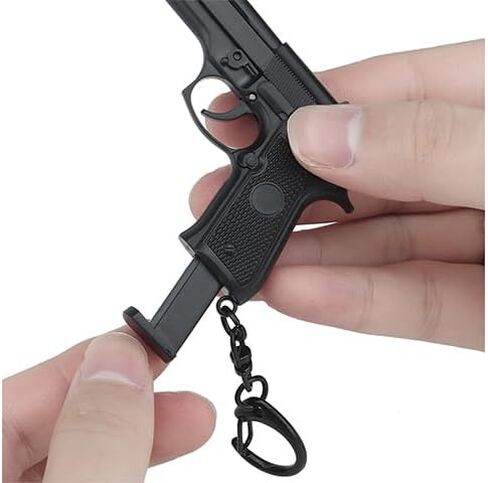 Lancer Tactical Tactical Pistol Keychain Detachable Mini M9 Keychain with Holster (Color: Black) in Saudi Arabia