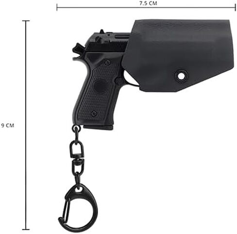 Lancer Tactical Tactical Pistol Keychain Detachable Mini M9 Keychain with Holster (Color: Black) in Saudi Arabia