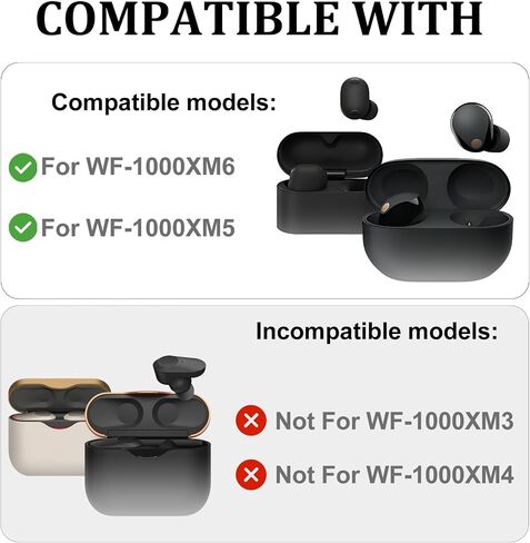 Aiivioll Memory Foam Replacement Eartips for Sony WF-1000XM5 WF-1000XM6, Noise Isolating Ear Tips in 4 Sizes XS/S/M/L, Black in Saudi Arabia