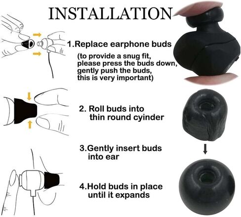 Aiivioll Memory Foam Replacement Eartips for Sony WF-1000XM5 WF-1000XM6, Noise Isolating Ear Tips in 4 Sizes XS/S/M/L, Black in Saudi Arabia