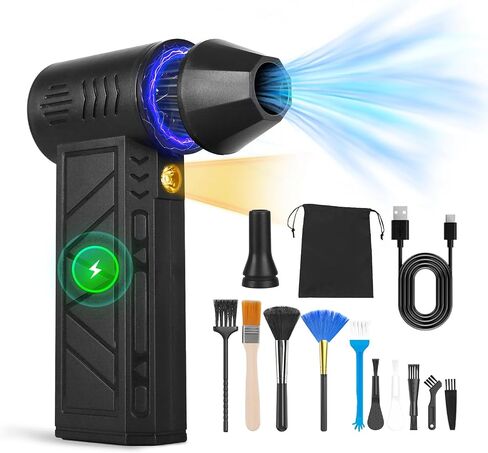 TeqHome Compressed Air Duster, 150000RPM Electric Air Duster with 4 Gear Adjustable, Rechargeable Cordless Air Blower with LED Light, Jet Dry Blower for Outdoors Car Home in Saudi Arabia