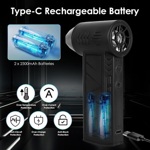 TeqHome Compressed Air Duster, 150000RPM Electric Air Duster with 4 Gear Adjustable, Rechargeable Cordless Air Blower with LED Light, Jet Dry Blower for Outdoors Car Home in Saudi Arabia