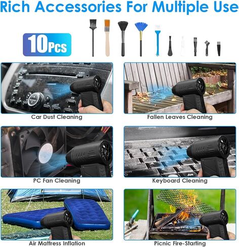 TeqHome Compressed Air Duster, 150000RPM Electric Air Duster with 4 Gear Adjustable, Rechargeable Cordless Air Blower with LED Light, Jet Dry Blower for Outdoors Car Home in Saudi Arabia