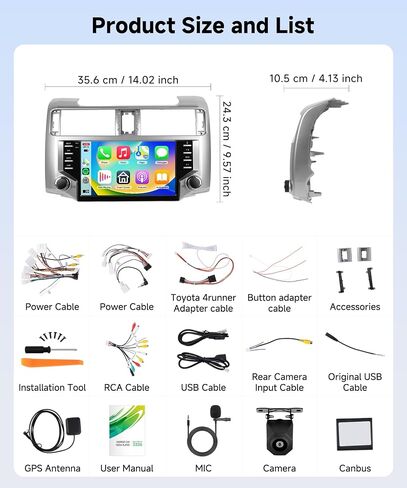 4+128G Car Radio for Toyota 4runner 2010-2021, 4 Core 9" Incell 1280 * 720P Touchscreen Android 15 Car Stereo with Wireless Carplay Android Auto GPS FM/RDS EQ BT WiFi Backup Cam in Saudi Arabia