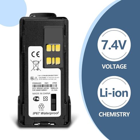 JINTION PMNN4409AR PMNN4409BR 7.4V 3000mAh Two-Way Radio High-Capacity Battery IP 67 Waterproof Replacement for Motorola XPR3500 XPR7350 XPR7550 XPR3300 APX2000 DP4400 APX4000 PMNN4544 Belt Clip in Kuwait