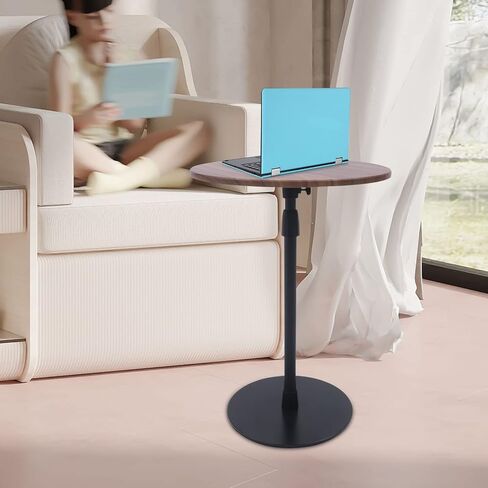 Laptop Floor Stand Height Adjustable Rolling Notebook Stand with Wooden in Saudi Arabia