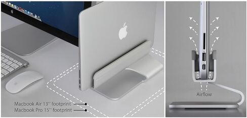 HomeStock Vertical Laptop Stand for MacBook Pro & Air - Space Gray Aluminum Design in Saudi Arabia