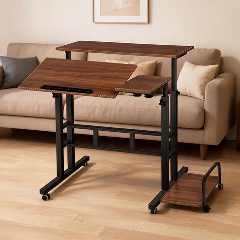 PlayfulPals Rolling Laptop Desk on Wheels, Adjustable Height Mobile Desk in Saudi Arabia
