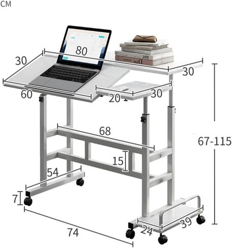 PlayfulPals Rolling Laptop Desk on Wheels, Adjustable Height Mobile Desk in Saudi Arabia
