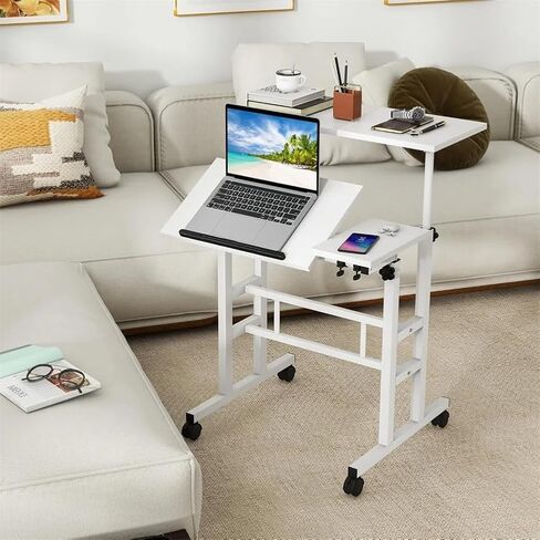 PlayfulPals Rolling Laptop Desk on Wheels, Adjustable Height Mobile Desk in Saudi Arabia