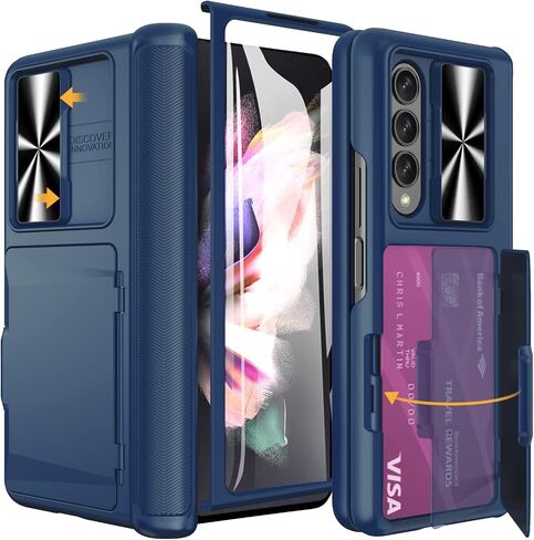 Vihibii for Samsung Galaxy Z Fold 3 5G Case with Hinge Protection, Black in Saudi Arabia