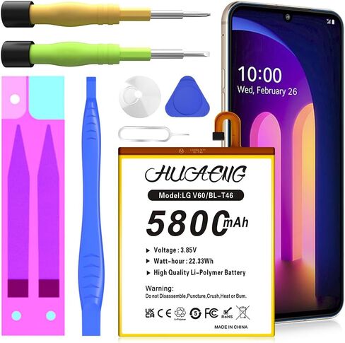 Battery for LG V60 ThinQ, Upgraded [5800mAh] BL-T46 High Capacity Battery Replacement for LG V60 ThinQ 5G LM-V600TM T-Mobile/Sprint/U.S. Cellular with Repair Tool Kit in Kuwait