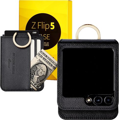 [BeYourSanta] Galaxy Z Flip 5 Case Bosco & Bianco with Card Holder, Camera Cover, and Hinge Protection - Italian Vegan Leather | Ring Holder, Wireless Charging (Saddle Brown, Z Flip5 Bianco) in Saudi Arabia