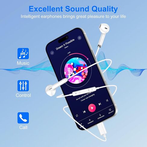 Type C Earbuds Wired Headphones for iPhone 17 16e/17 16 15 Pro Max/16 Plus in Saudi Arabia