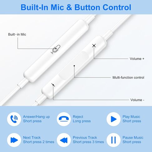 Type C Earbuds Wired Headphones for iPhone 17 16e/17 16 15 Pro Max/16 Plus in Saudi Arabia