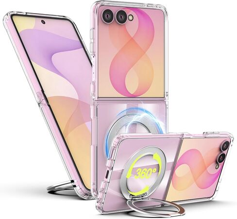 Cresee for Samsung Galaxy Z Fold 8 Case, 360° Magnetic Ring Stand Compatible with Magsafe, Clear Phone Case with TPU Bumper Rugged Shockproof Protective Cover for Z Fold 8 - Transparent in Kuwait