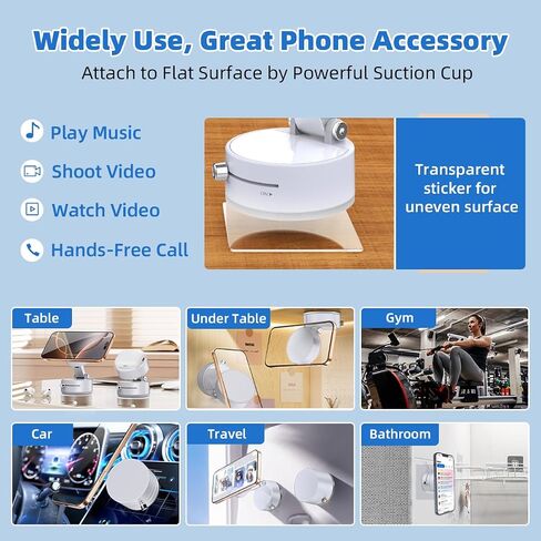 Vacuum Magnetic Phone Holder, Foldable Car Mount with Windshield Suction Cup & Metal Ring Compatible with iPhone 17 16 15 14 13 12, Samsung All Smartphones, White in Saudi Arabia